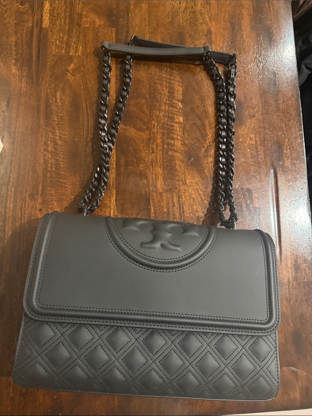 Tory Burch Quilted Flap Shoulder Bag in black